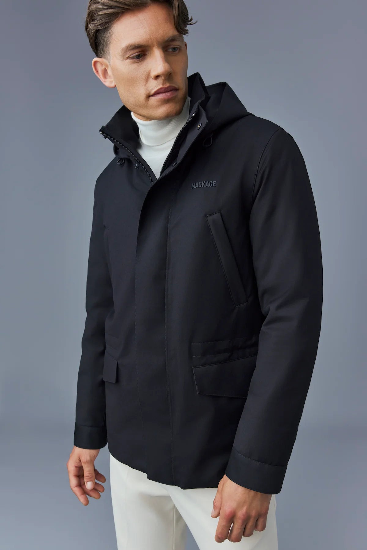 Men s Mackage Morris City Rain Coat Black The His Place