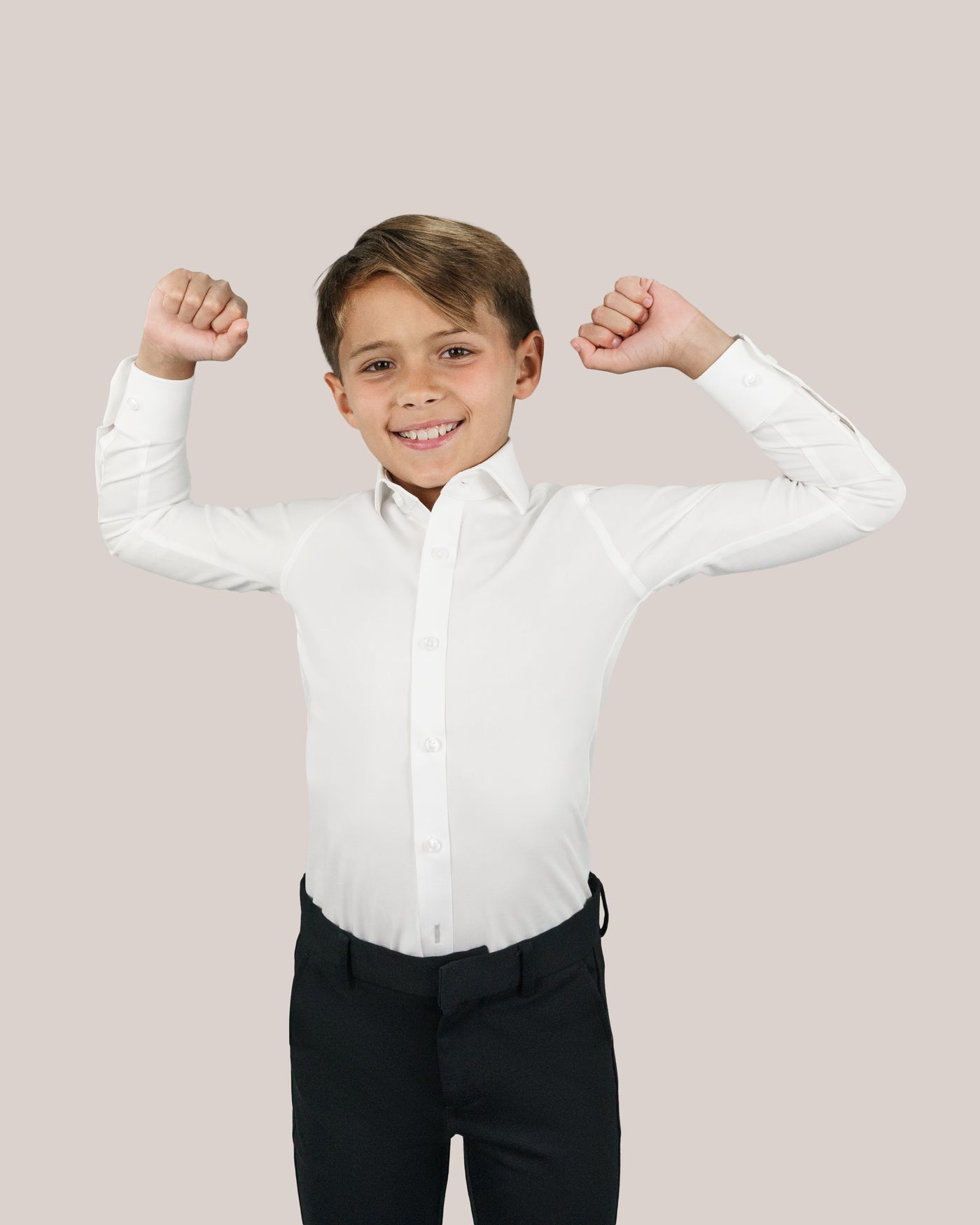 Boy's Long Sleeve Stretch Label Non-Iron Label Shirt
