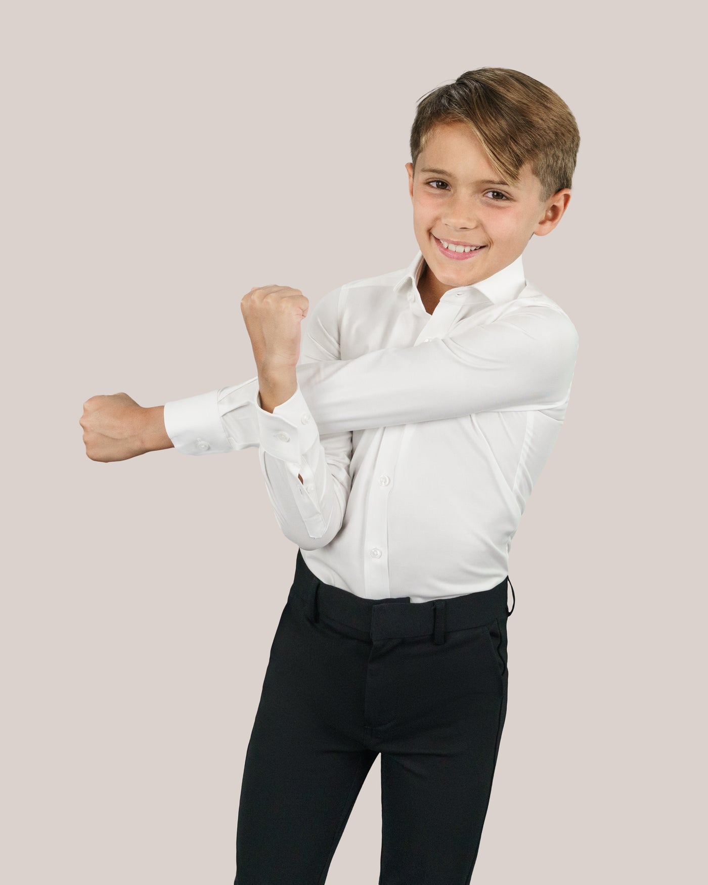 Boy's Long Sleeve Stretch Label Non-Iron Label Shirt