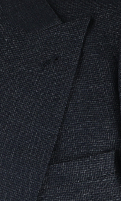T.O. Boy's Peak Lapel Fashion Suit - Blue-Grey Grid