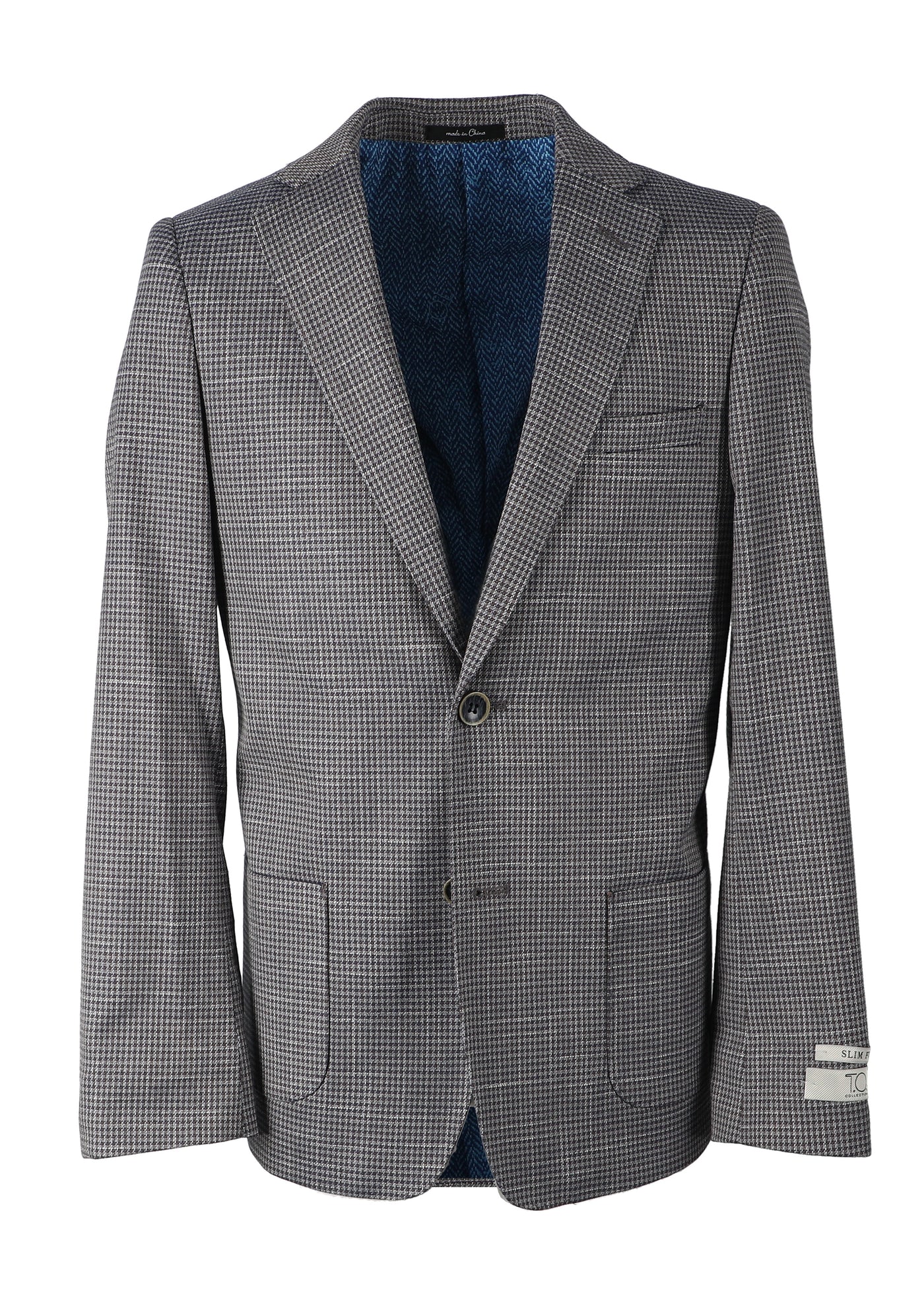 T.O. Boy's Patched Pocket Fashion Blazer - Brown Plaid