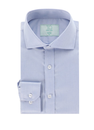 T.O. Collection Boy's Green Label Solid Blue Non Iron Shirt