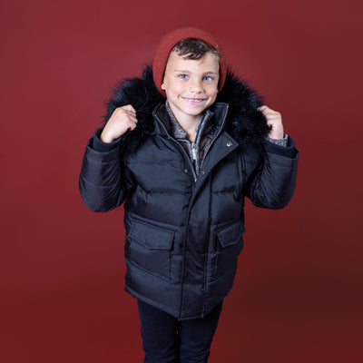 Boy's T.O. Collection Patch pocket Puffer Coat - Black