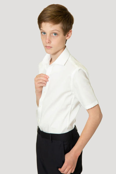 Boy's Short Sleeve Stretch Non-Iron Label Shirt