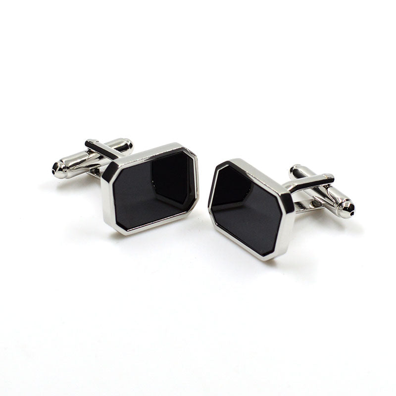 Tom Orr Silver Black Cufflinks - Squared