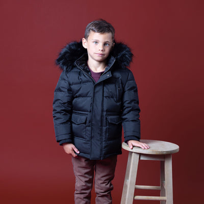 Boy's T.O. Collection Patch pocket Puffer Coat - Black