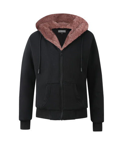 T.O. Collection Men's Black X Style Hoodie with thumb hole - Mauve Removeable Fur
