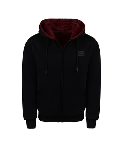 T.O. Collection Adult's Dulce Black X Style with thumb hole Hoodie -Burgandy Fur