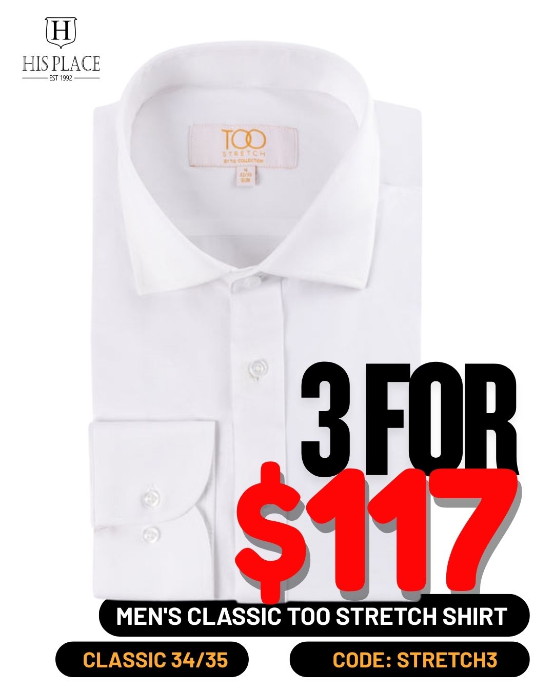 men's stretch dress shirts Men's Too Stretch shirt Classic / 34/35 / 15.5