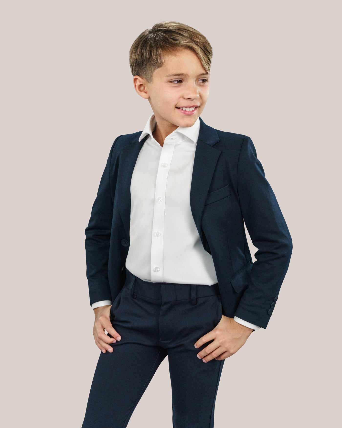 Boy's Purple Label White Twill Non-Iron Shirt