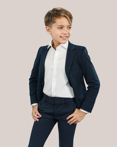Boy's Purple Label White Twill Non-Iron Shirt