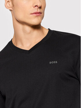 Terry 01 V-Neck T-shirt In Black