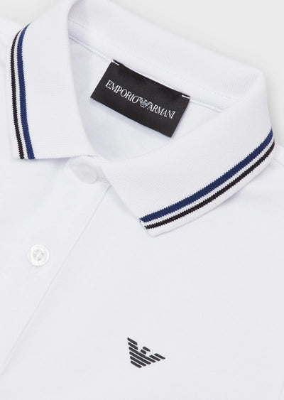 Boy's Emporio Armani Stretch Pique Polo Shirt - White