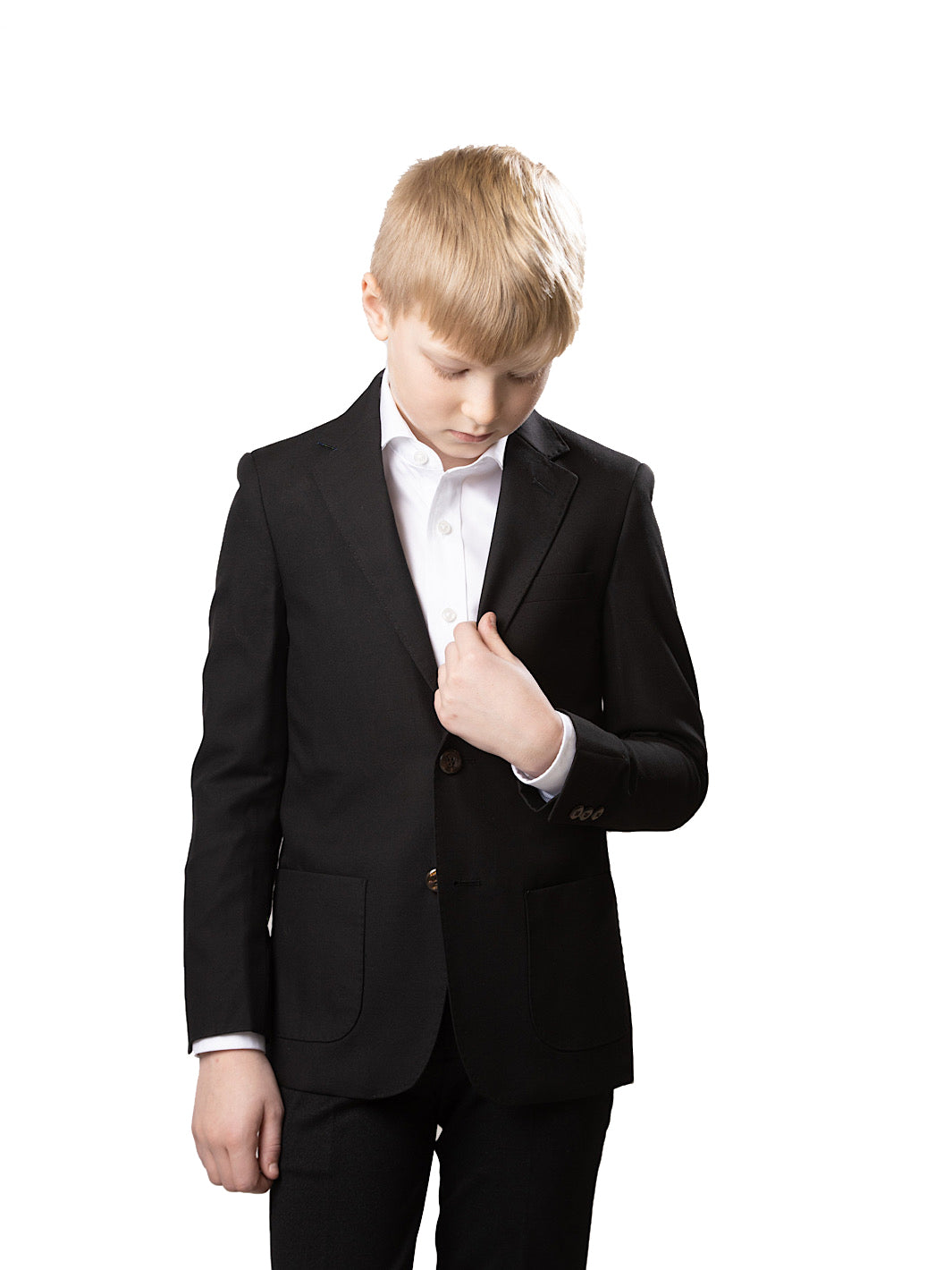 Boy's TR Patch Pocket Suit Jacket - Black Pique