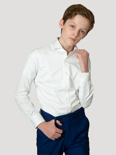 Boy's White Twill Non-Iron Shirt