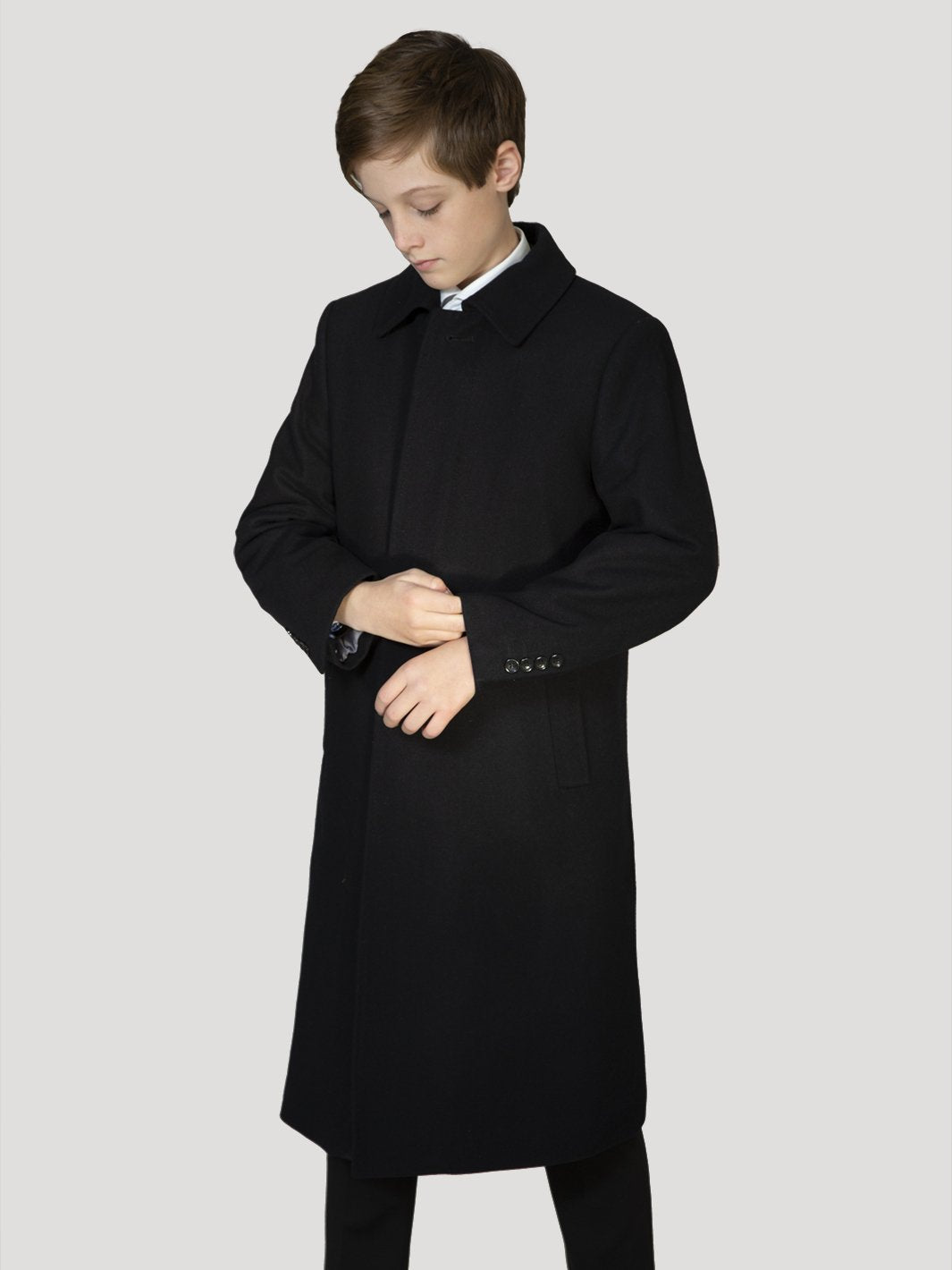 Boy's Charlotte Wool Long No Hood Coat