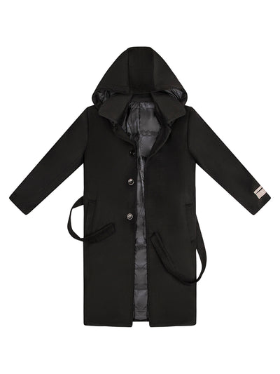Boy's Charlotte Wool Long Coat - Black