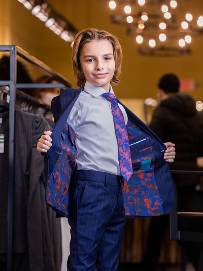 Navy and Bright Blue Pinstripe Suit