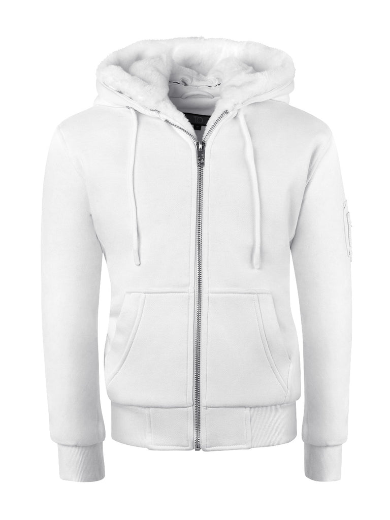 【THE MUSEUM VISITOR】 RABBIT EMBROIDERY ZIPUP HOODIE WHITE T.O. Collection Kid's White Hoodie - White Removable Fur